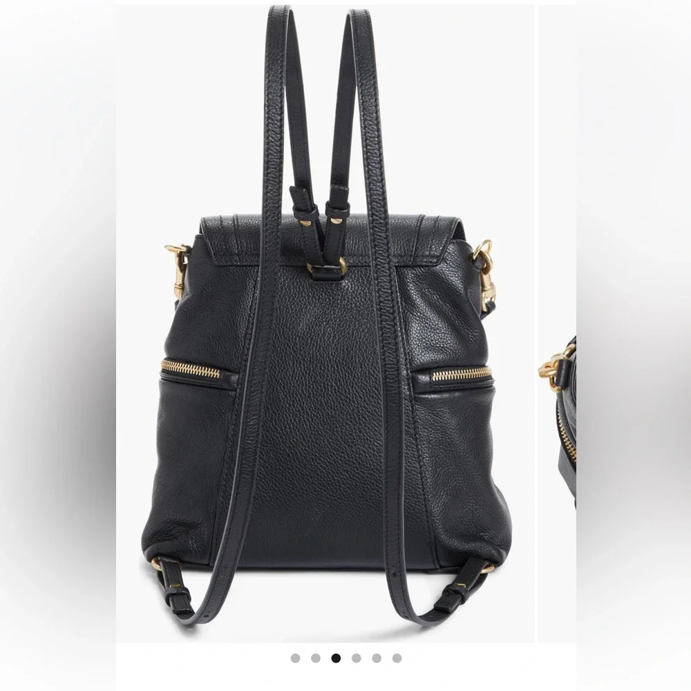 See By Chloe Olga Large Leather Black Backpack with Gold Accents